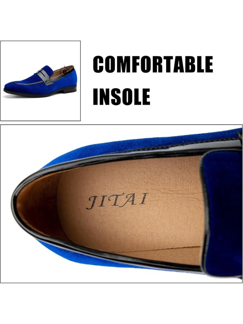 🆕Men's All Blue Rubber Velvet Loafers Pull-On Dress Shoes Tuxedo Suit Shoes